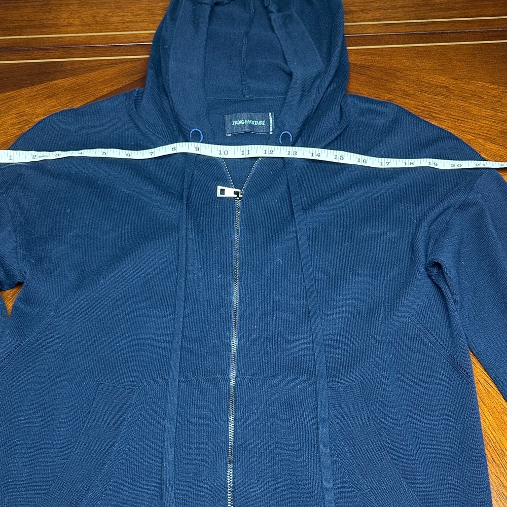 Zadig & Voltaire Navy Zip Hoodie Cardigan Crystal Skull Navy Blue, oversized XS - Picture 5 of 13